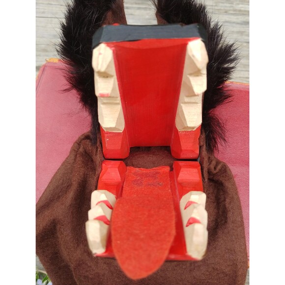 Vintage Carved Wood Wolf Hand Puppet, Collectable German Folk Art - Picture 7 of 10